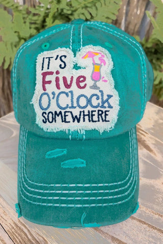 It's Five O'Clock Somewhere Hat in Turquoise