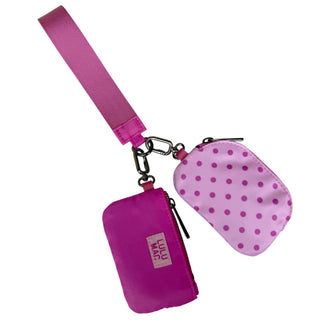 Lulu Mac Double Pouch Wristlet in Pink/Hot Pink Dots