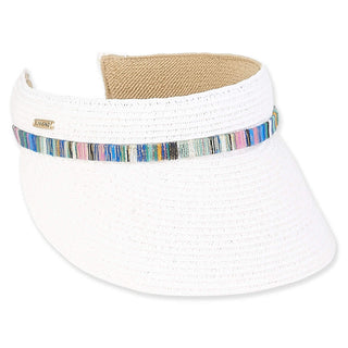 Rainbow Paper Braid Visor in White