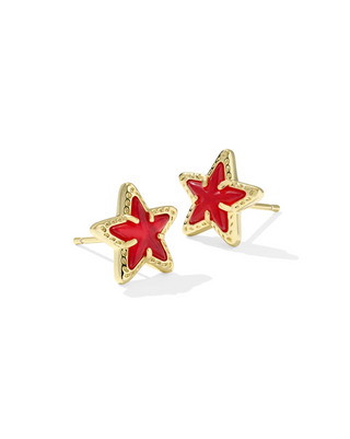 Cassidy Stud Earrings In Gold Red Illusion