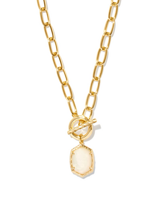 Daphne Link Chain Necklace In Gold Ivory Mother Of Pearl