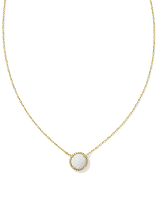 Volleyball Pendant Necklace In Gold White Mother Of Pearl