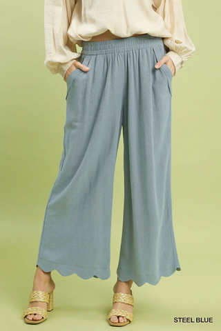 Afternoon Ease Wide Leg Pants In Steel Blue