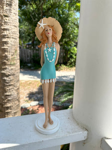 Standing Beach Lady with Hat Figurine