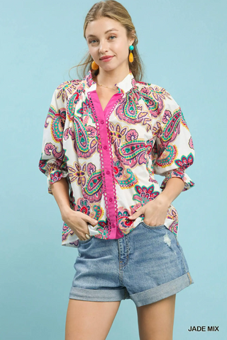 Color Me Wild Top In Jade Mix