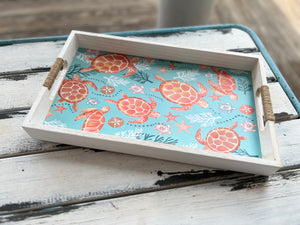Coral Swimming Turtles Serving Tray