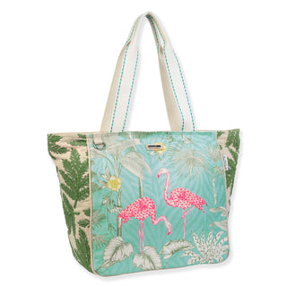 On Top Of It Tote in Turquoise Flamingo