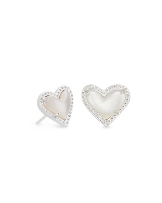 Ari Heart Stud Earrings in Ivory Mother of Pearl