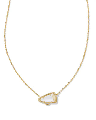 Gold Cheer Short Pendant Necklace in Mother Of Pearl