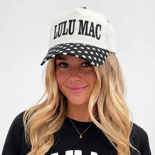 Lulu Mac Baseball Hat in Black/White Dot