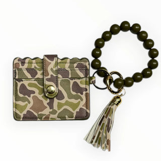 Lulu Mac Beaded Wristlet Wallet in Dark Camo