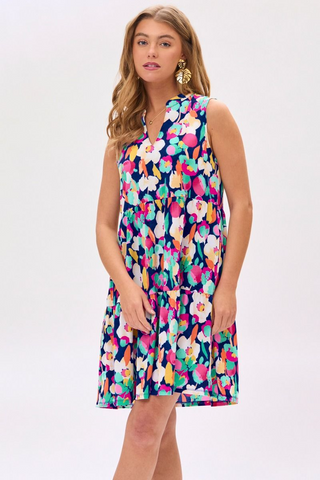 Floral For Days Lizzy Tank Dress In Royal