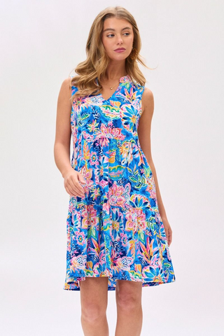 Paradise Vibes Lizzy Tank Dress In Royal