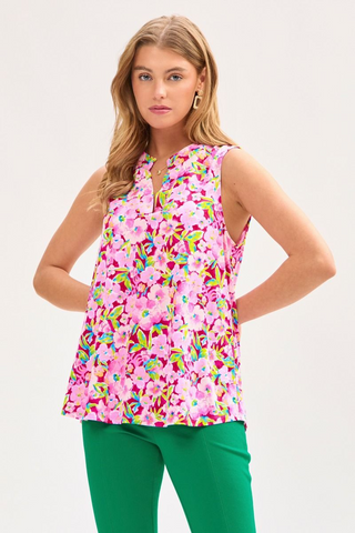 Flower Frenzy Lizzy Tank In Pink