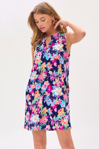 Blooming Bliss Lizzy Tank Dress In Navy