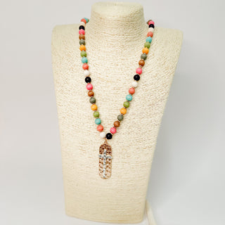 Beaded Cross Necklace in Multi