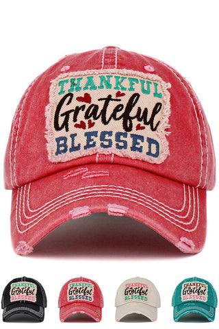 Thankful Grateful Blessed Hat in Pink