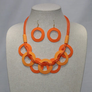 Going In Circles Necklace Set in Orange