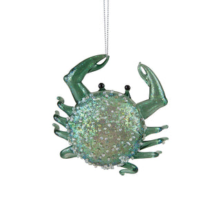 Seafoam Glitter Crab Ornament