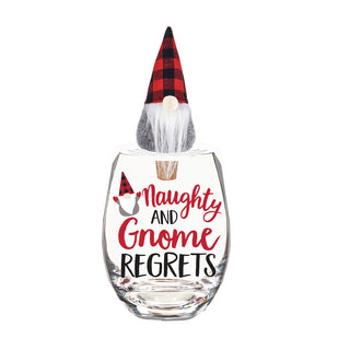 Glass with Gnome Cork Wine Stopper Gift Set