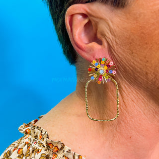 Rainbow Sequin Sunburst Earrings