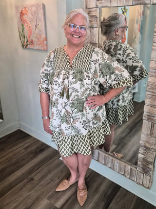 Sing Your Song Dress In Sage Mix