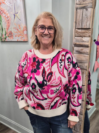 Making Decisions Sweater In Cream/Pink