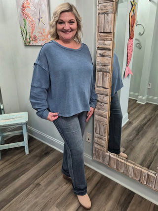 Just Too Quick Pullover in Dark Blue