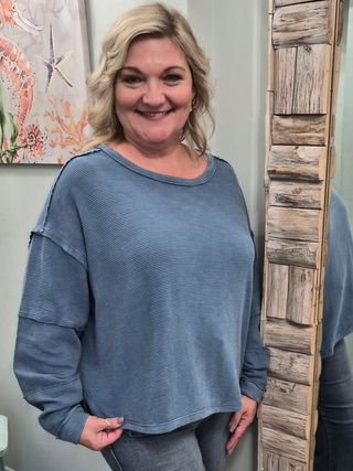 Just Too Quick Pullover in Dark Blue