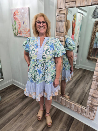 Straying Too Far Dress in Blue