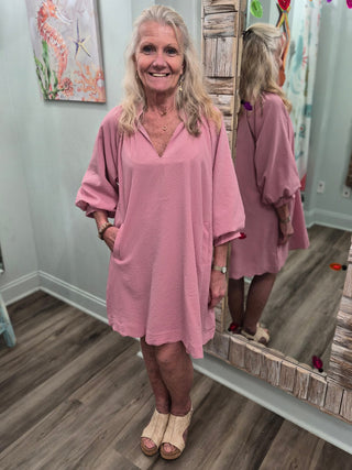 Meet Me By The Waves Dress In Rose