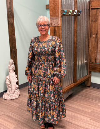 Wild Blooms Midi Dress In Blue