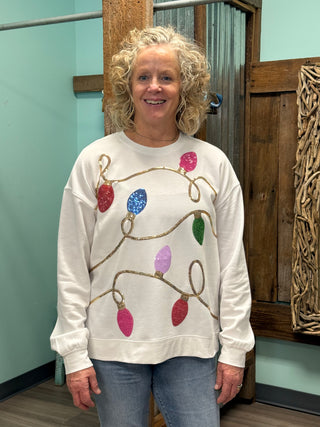 Tangled In Tinsel Sparkle Sweatshirt In White