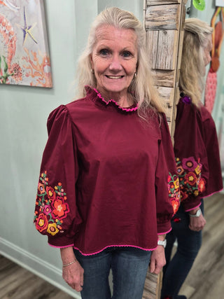 Sweet The Day Top In Burgundy