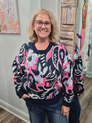 Making Decisions Sweater In Navy/Pink