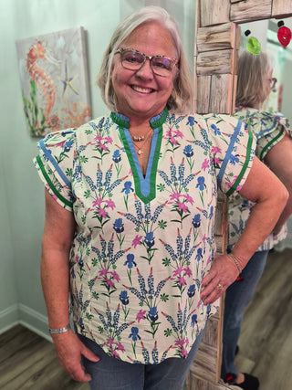 Wildflower Festival Top In Cream Mix