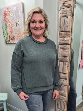 Don't Stare Knit Top in Jade