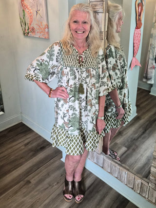 Sing Your Song Dress In Sage Mix