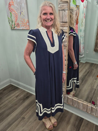 Portside Views Dress In Navy