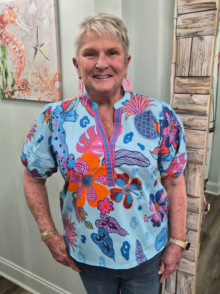 Drop The Act Top in Azure Safari