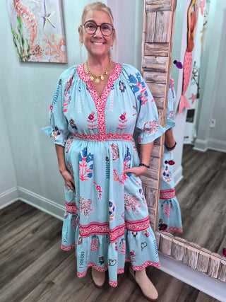 Spring Reverie Dress In Mint Mix