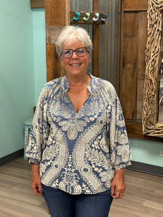 Velveteen Dreams Top in Steel Blue