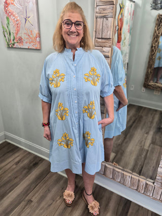 Let's Be Floral Dress in Blue