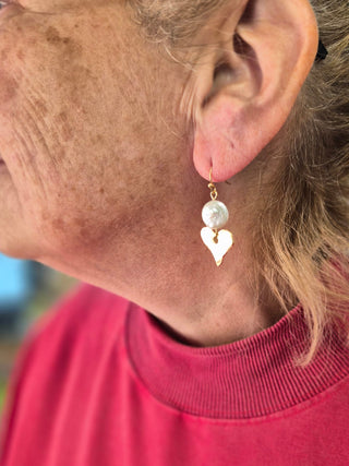 Susan Shaw Pearl Heart Drop Earrings