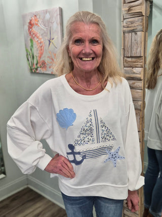 Patchwork Sails Pullover in White