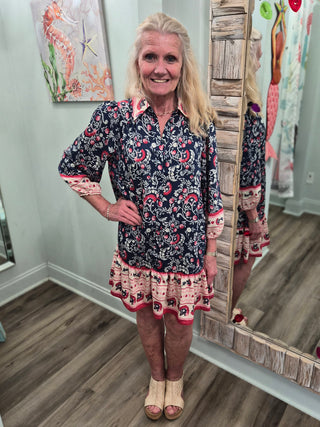 Not Here For You Mini Dress in Navy Mix