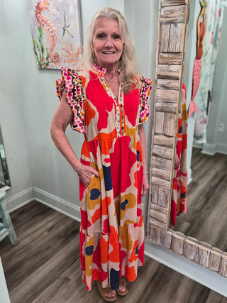 Too Many Thoughts Midi Dress in Multi