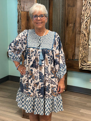 Sing Your Song Dress In Blue Mix