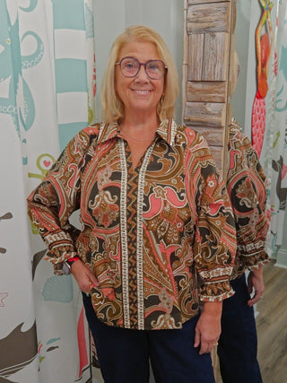 Call For You Top in Brown Mix