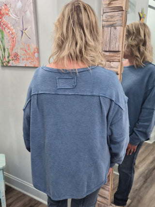 Just Too Quick Pullover in Dark Blue